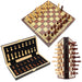 Magnetic Wooden Chess, Checkers & Backgammon Set — Foldable Travel Board with Extra Queens